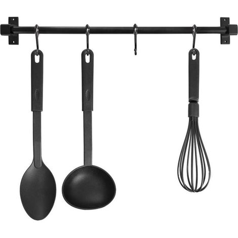 Rambarde de cuisine en métal noir, 50,5 cm (1/5)