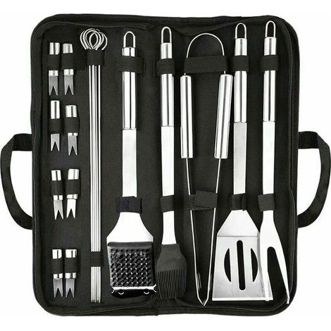 Kit Accessoires Barbecue 20 pièces en Acier Inoxydable - Outil Complet pour Barbecue en Plein Air, Jardin, Voyage, Camping ou Cadeau (1/5)