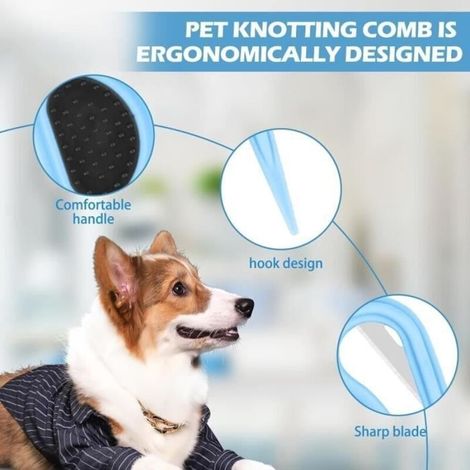 Coupe Noeud Chat Poil Long, 2 Pièces Peigne à Nouer pour Chiens, Couteau Démêlant pour Animaux de Compagnie avec Lame en Acier