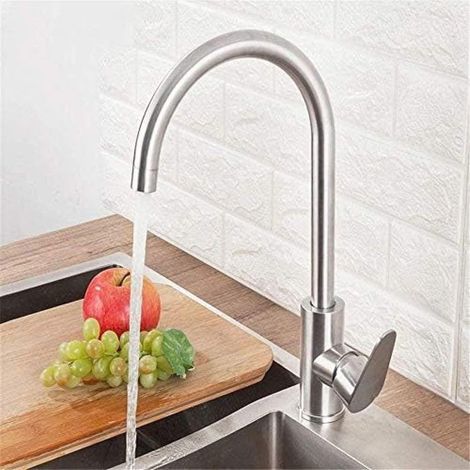1 Mitigeur cuisine, bec pivotant 360°, monocommande, finition brossée, pour évier 1 trou (1/5)