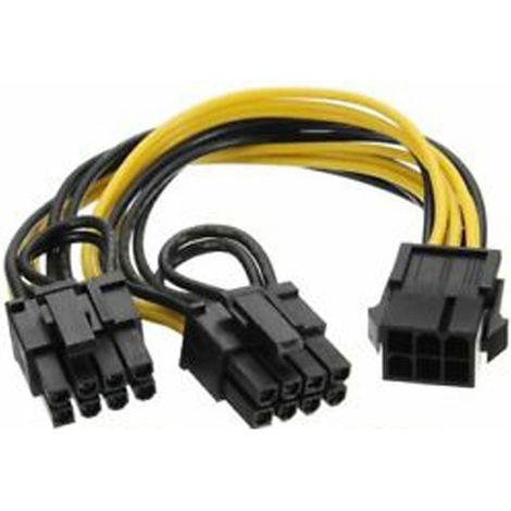 STI Cavo sdoppiatore GPU PCIE da 6 pin F a doppio 6+2 pin M (8pin) 20cm