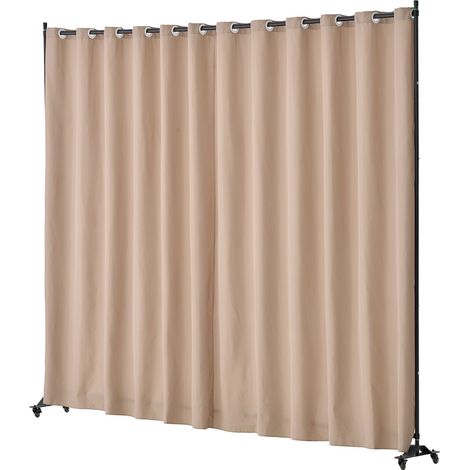 Panneau de séparation mobile avec roulettes, paroi à rideau autonome, écran d'intimité pour bureau, chambre, salle à manger, étude, marron. (1/5)