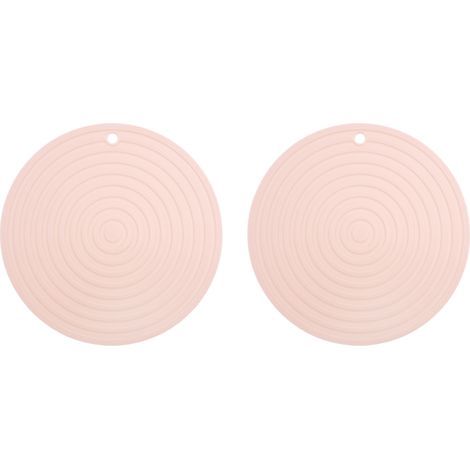 Lot de 2 dessous de plat en silicone résistant à la chaleur, avec ouvre-bocal flexible et antidérapant, rose. (1/4)