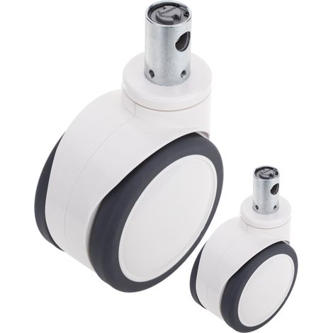 PrimeMatik - Roulettes doubles pivotantes à commande centrale pour lit médicalisé, serrage de type tige creuse 32x50mm, 150x85x180mm 2-pack (1/5)