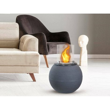 Dmora - Bioethanol-Kamin Alliste, Ökologischer Kamin, Rauchfreies Feuer, Heizung mit Ethanol, Made in Italy, 40x40 h54 cm, Dunkelgrau (1/4)