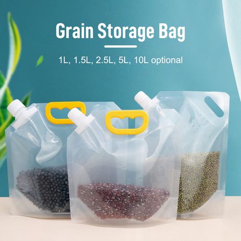 Sachet de Rangement Alimentaire 2.5L Étanche pour Céréales et Riz, Transparent et Portable (1/5)