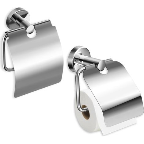 Porte-Rouleau de Papier Toilette en Acier Inoxydable avec Couvercle, Résistant à la Poussière, Imperméable, Résistant aux Chats et Fixation par Vis pour la Salle de Bain (1/5)