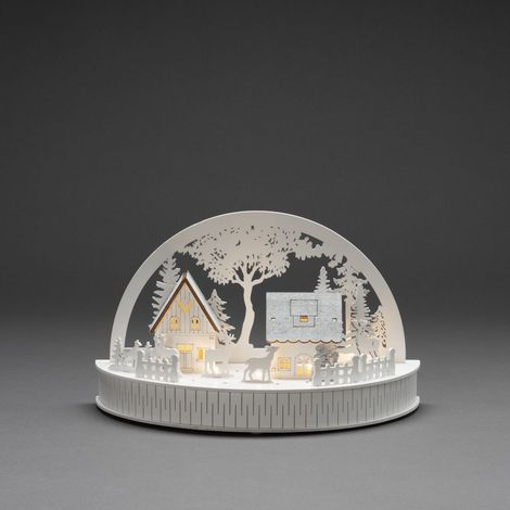Konstsmide LED Holzsilhouette Häuser 30cmx15cmx18cm, Batterie Lichterbogen (1/3)