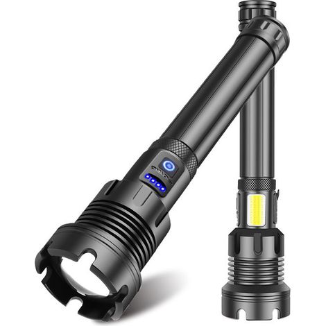 P500 Double Lumière 500m Longue Portée Lampe de Poche Puissante avec COB Sidelight USB Rechargeable Puissant Projecteur de Poche LED Projecteur (1/4)