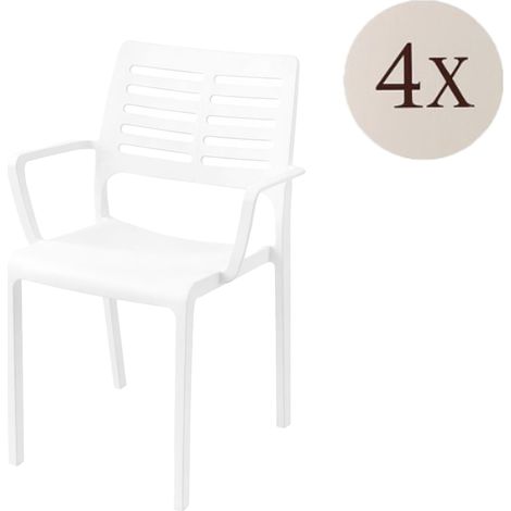 Sedia da Esterno Hero, 4 Sedie, Braccioli Made in Italy, Peso Supportato 120 kg, Bianco