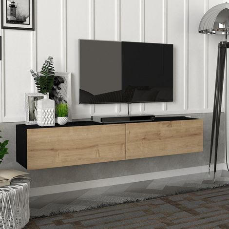 Fernsehschrank Toivakka 135x31x25cm Schwarz / Eiche [en.casa]