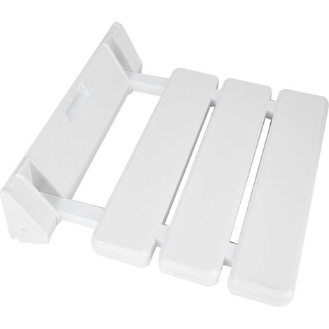 Siège de douche rabattable mural, banc de salle de bain pliable pour sauna domestique, blanc (1/4)