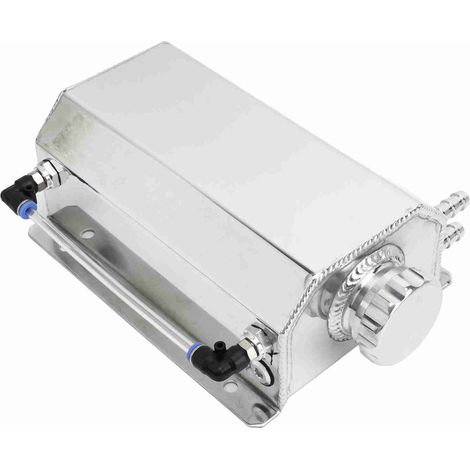 Depósito de expansión de refrigerante de aleación de aluminio, capacidad de 2 litros, depósito universal para radiador de la mayoría de los coches, color plata. (1/5)
