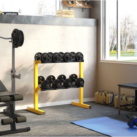 Soporte mancuernas 2 niveles acero 270 kg OKMYHOME (1/4)
