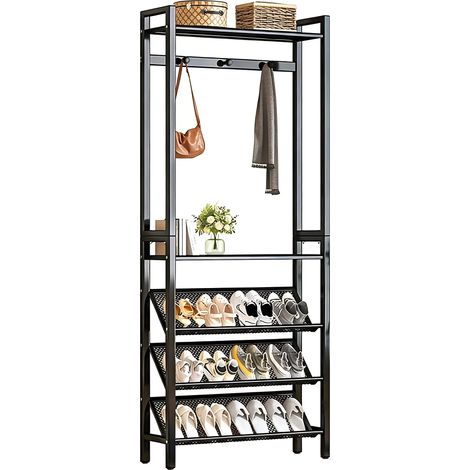 Porta scarpe, organizer per ingresso, soluzione di stoccaggio multifunzionale, nero (1/2)