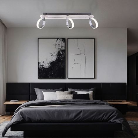 Plafoniera moderna orientabile con striscia LED spot cromata, 3 lampadine, 3x LED 5W 350Lm bianco caldo, L 60 cm