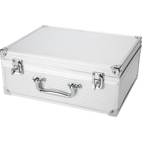 Mallette de rangement pour machine à tatouer en aluminium 02Argent, vide avec mousse intérieure, boîte de transport et d'organisation. (1/5)