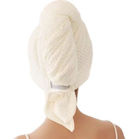 Toalla para el cabello ultrasuave y de secado rápido, adecuada para cabello largo, grueso y rizado (beige, 1 toalla por paquete). (1/5)
