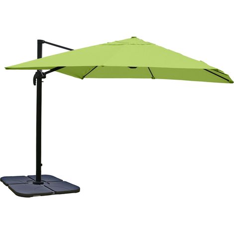 [NON UTILIZZATO] Ombrellone parasole decentrato HHG-979 3x3m verde girevole con base
