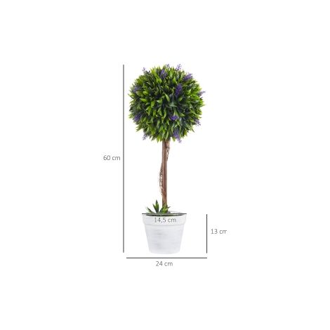 Lot de 2 plantes artificielles lavande violette de 60 cm en pot avec mousse décorative pour intérieur, balcon et terrasse (1/5)