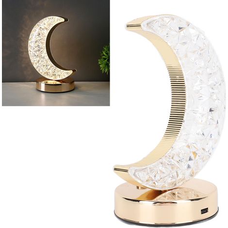 Lampe de chevet rechargeable sans fil, veilleuse à contact prolongé, intensité lumineuse réglable en continu, 3 modes de couleur, veilleuse pour chambre d'enfant, lampe de table en cristal (1/5)