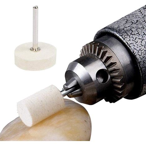 Lot de 123 - Roue De Polissage En Laine - Tampon De Polissa Roue De Polissage Avec Tige Métal Pour Accessoires Dremel Outils Rotatifs (1/5)