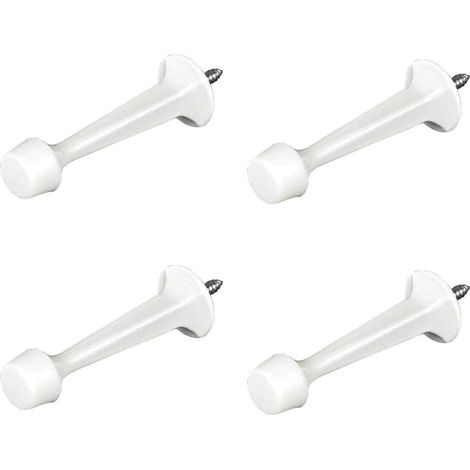 Lot de 4 butées de porte, en alliage de zinc, protection murale avec tampon en caoutchouc pour intérieur et extérieur, 73 mm, blanc (1/5)
