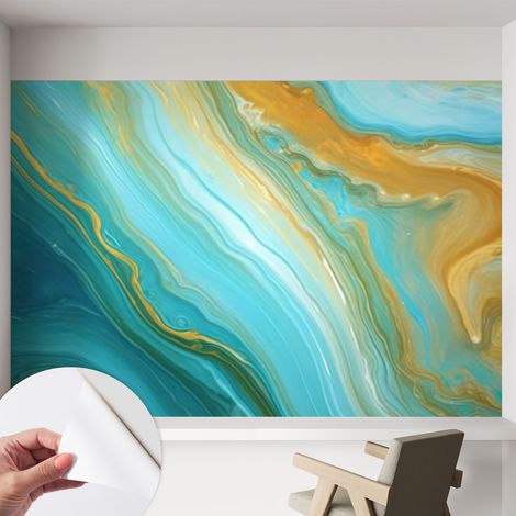 Selbstklebend Tapete - abwaschbar - Raumgestaltung Schlafzimmer Wohnzimmer Tapete Abstrakte Wellen 152x104 cm (1/5)