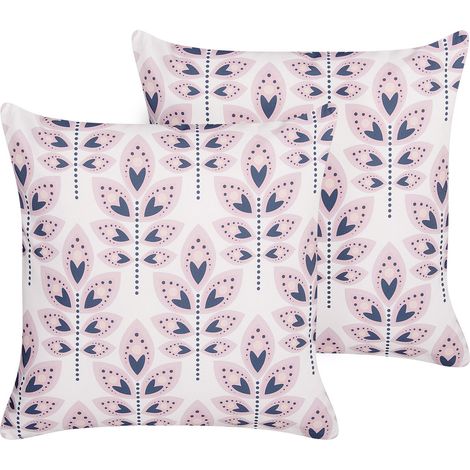 Lot de 2 Coussins d'Extérieur en Tissu Crème à Motif de Feuilles 45 x 45 cm Torretta