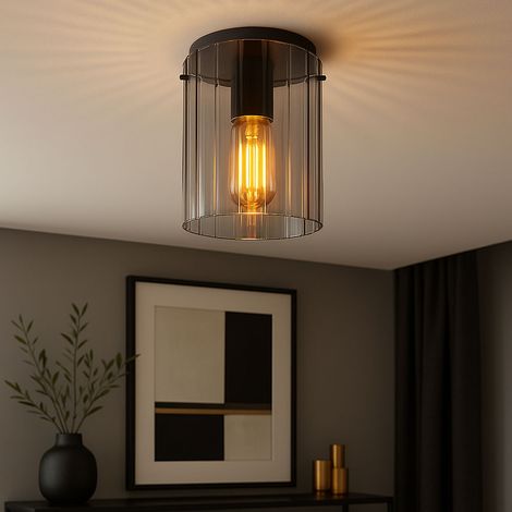 Globo - plafonnier - TULIVAR - noir - verre - Ø 18cm - E27 - (1/5)