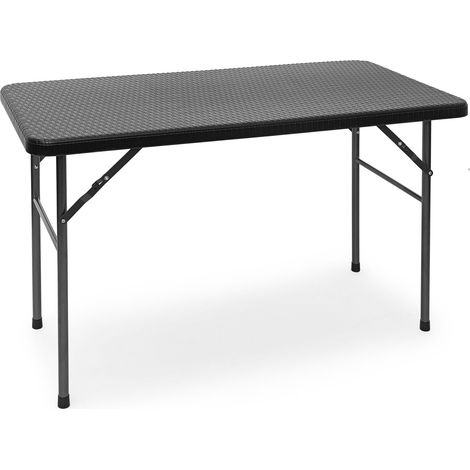 Relaxdays Gartentisch klappbar BASTIAN, rechteckig H x B x T: 74 x 121,5 x 61,5 cm, Metall, Kunststoff, Rattan-Optik, schwarz