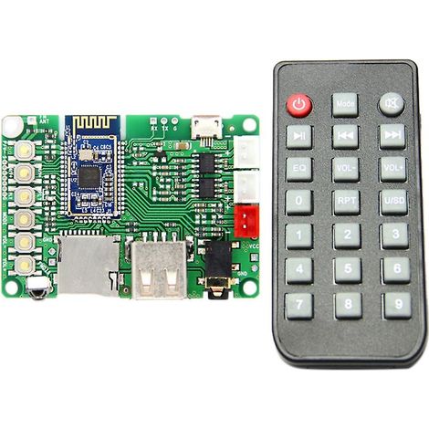 Module amplificateur de puissance Bluetooth 5.0 BK3266, module TX/RX stéréo, entrée AUX, compatible clé USB et carte TF, infrarouge (1/5)