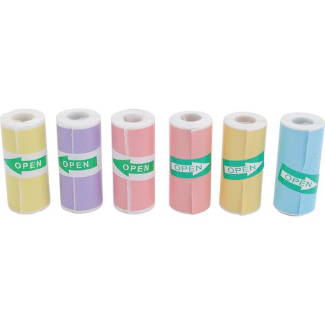 6 rouleaux papier thermique autocollant 57x25mm multicolore, sans encre, lisse pour photos, notes et étiquettes (1/5)