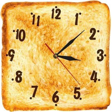 Horloge murale, horloge silencieuse, horloge murale discrète, design contemporain, horloge murale tendance, horloge toast originale, décoration murale créative 30x30x4m pour la maison, le salon et les (1/3)