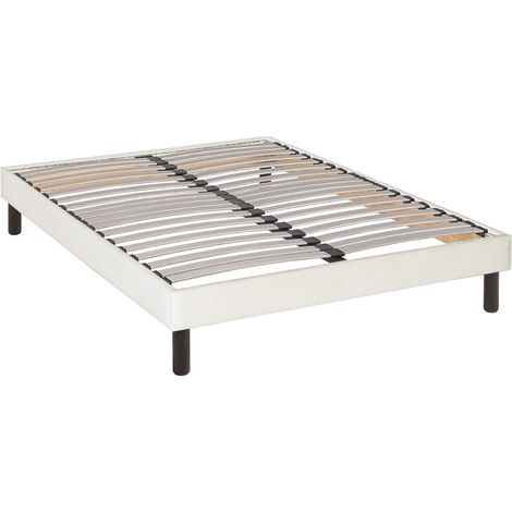 Sommier kit déco écru tapissier pieds inclus - 90x190 (1/3)