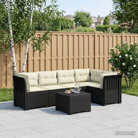 vidaXL Sofá de Jardín de 5 Plazas con Cojines Estilo Ratan PP (1/5)
