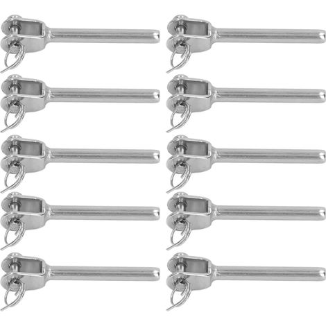 Lot de 10 connecteurs à fourche en acier inoxydable de 3 mm pour tige droite, accessoires pour câbles, verrou de traction (1/5)