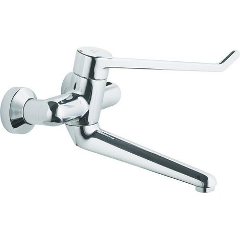 Grifo de seguridad de pared para lavabo monomando CERAPLUS de 280 mm Palanca con cerradura de 230 mm Conexiones