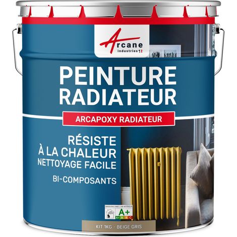 Arcane Industries – Peinture radiateur haute température – Antirouille époxy bi-composant – 1 kg pour 5 m² – Couleur beige gris RAL 1019 (1/5)