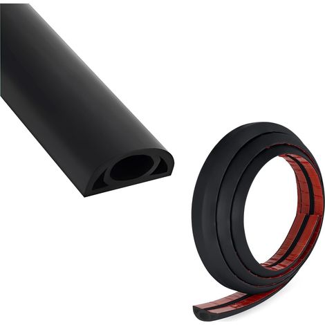 Goulotte Passe Cable Sol, Goulotte Autocollante 20 mm (L) x 10 mm (H) x 3 Mètres de Longueur, Protege Canal De CâBle, pour Câbles électriques Domestiques, Protection de Câble, Cache-Câble, Noir (1/5)