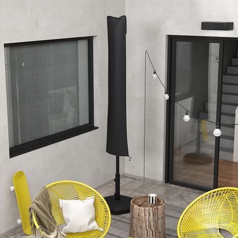 Housse de Protection imperméable pour Parasol Droit avec Fermeture éclair et Cordon de Serrage Noir