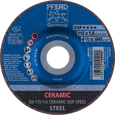 PFERD TOOLS Trennscheibe EH 115x1,6x22,23 mm gekröpft CERAMIC Speziallinie SGP STEEL für Stahl 25 Stk (1/5)