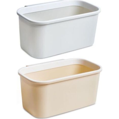 2x Poubelle Plan de Travail - Poubelle a Suspendre - Poubelle Table a Langer Bebe - Bac Plastique Poubelle Cuisine 26 x 17 x 12 cm - Corbeilles Table ã Langer gris beige