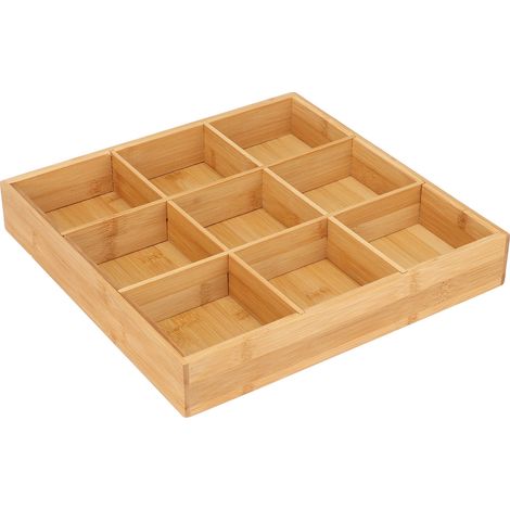 Plateau de service pour collations en bambou, sans peinture, sûr et écologique, contenant de service pour fruits secs compartimenté à 9 compartiments