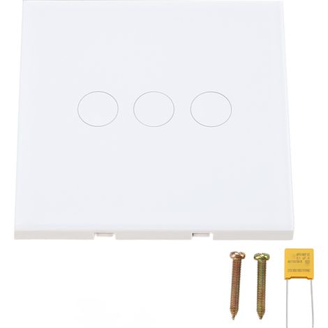Interrupteur tactile lumineux intelligent blanc verre trempé, commande unifilaire mural 110-240VAC (1/5)