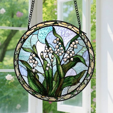 9cm Suspension en vitrail, attrape-soleil artistique coloré élégant unique, décoration jardin intérieur, cadeau Anniversaire pour femme, homme, tante (1/5)