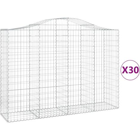 Gabbioni in rete metallica per recinzione gabbie muri di contenimento ad arco 30 pezzi 200 x 50 x 140/160 cm in ferro zincato argento 020040830