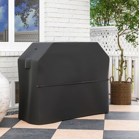Housse de Barbecue Imperméable en Tissu Oxford 600D UPF30+ et Anti-Vent, 147x61x122 cm, Noir (1/5)