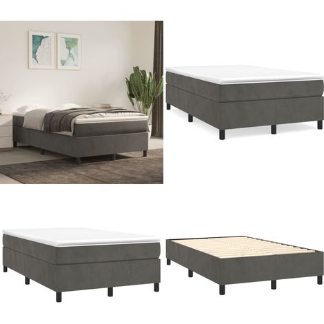 Bettgestell ohne Matratze Dunkelgrau 120x200 cm Samt - Samtbett - Doppelbett - Boxspringbetten - Betten Gestell - Nachttisch - Home & Living (1/5)