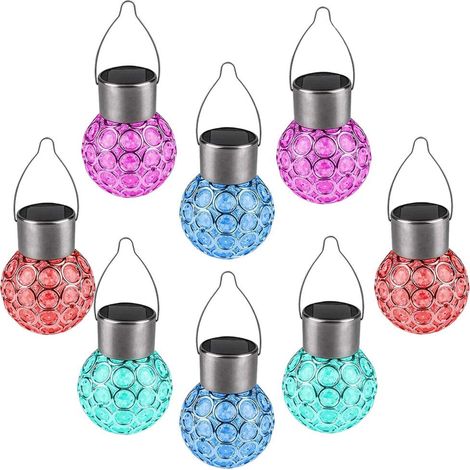 Lot de 8 Lampes Solaires Jardin, Lumières sphériques à énergie solaire pour une utilisation en extérieur, Suspensions LED pour décoration de jardin pour fête, mariage, arbre (Couleur) (1/5)